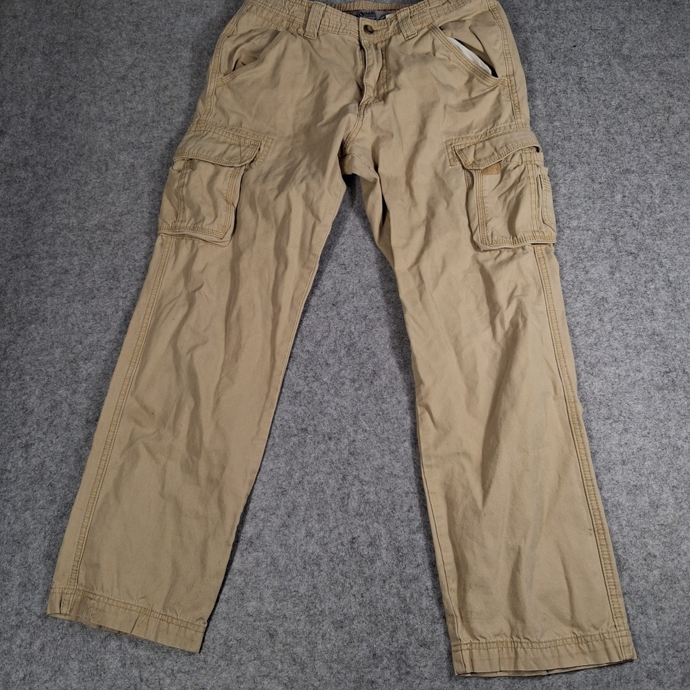 Guide Series Cargo Pants Mens 34x32 Tan Khaki Cotton Canvas‎ Utility Outdoor